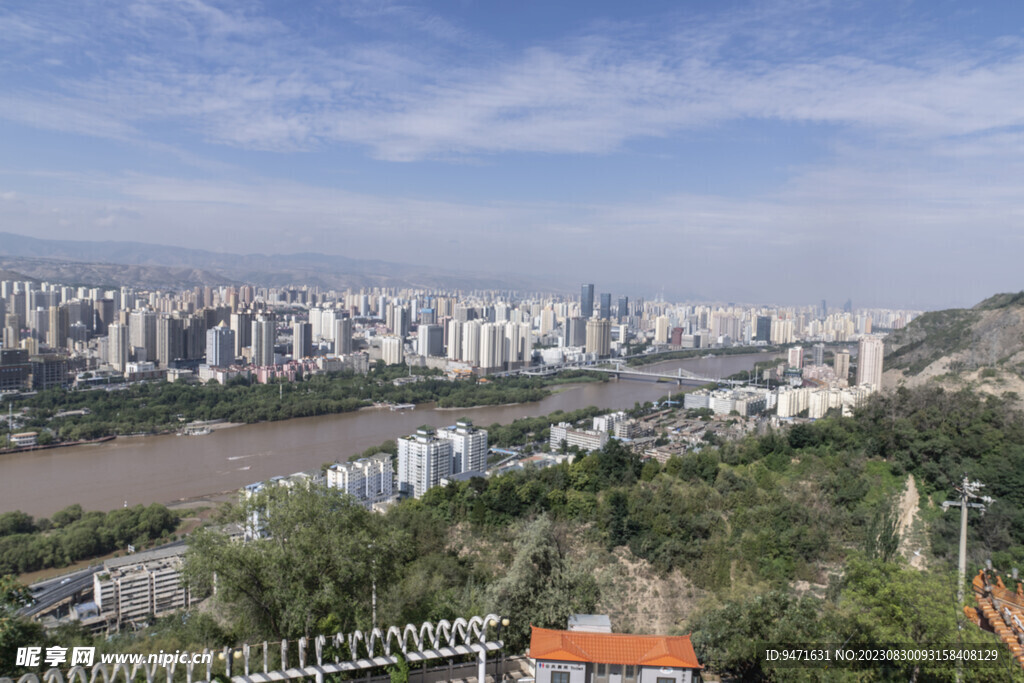 兰州 白塔公园 鸟瞰图 城市鸟