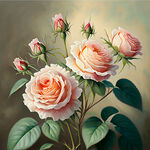 油画风格满地的蔷薇花