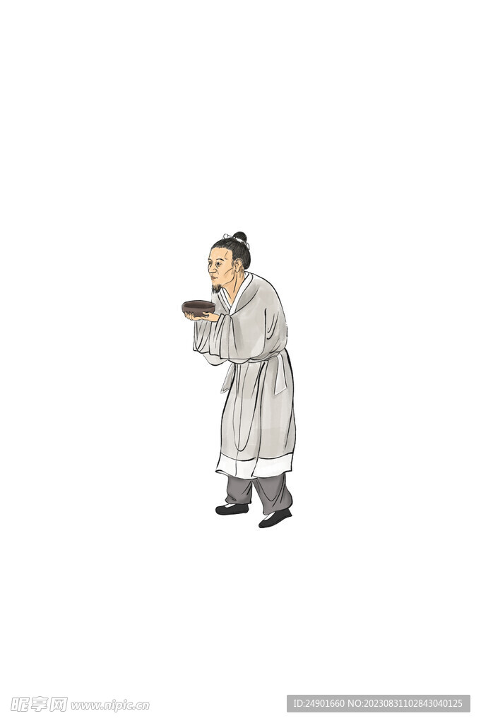 古代人物端碗老人