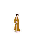 古代人物低头俯看女子