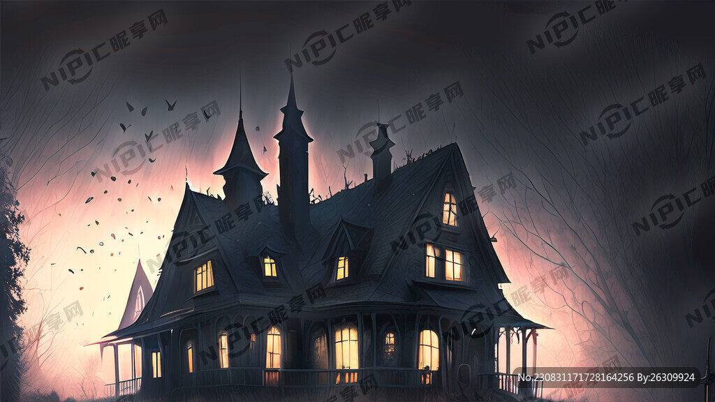 鬼屋 画室 黑夜 闪烁灯光