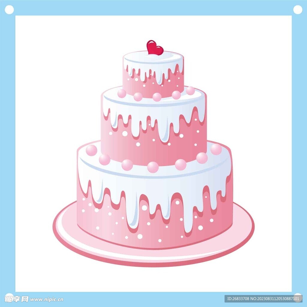 心形的生日蛋糕卡通矢量图