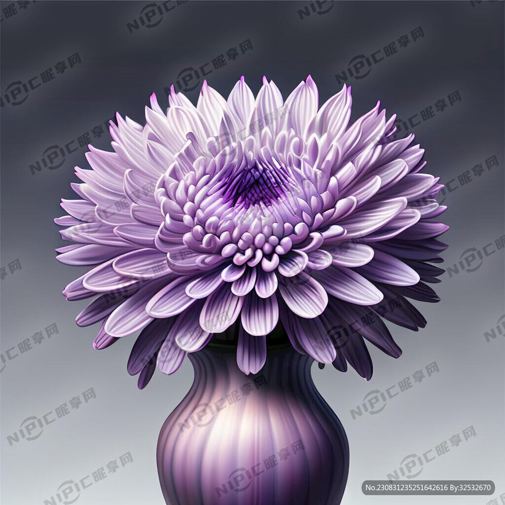 盛开的紫色千头菊 花瓶造型