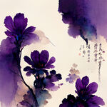 紫色大花，中国风，无缝接