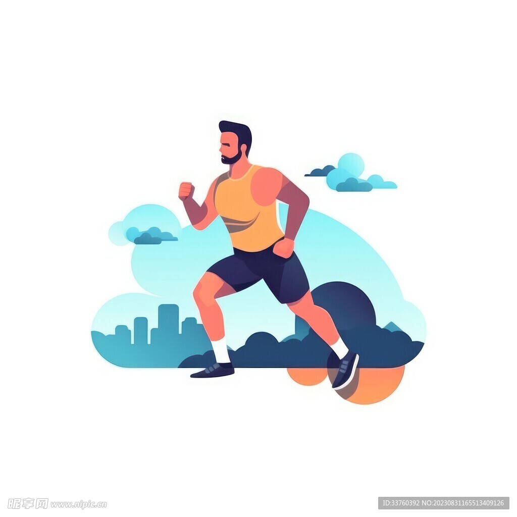扁平化运动健身人物插画