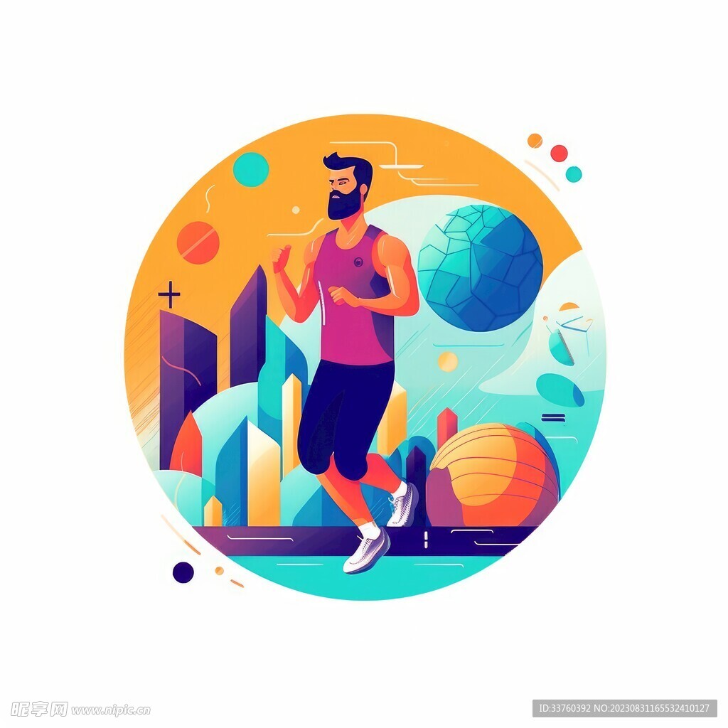 扁平化运动健身人物插画