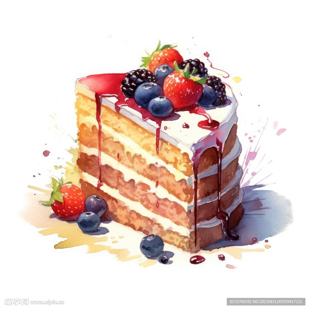 蛋糕手绘插画