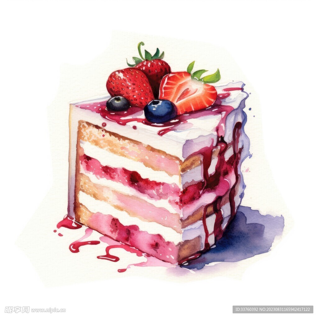 蛋糕手绘插画