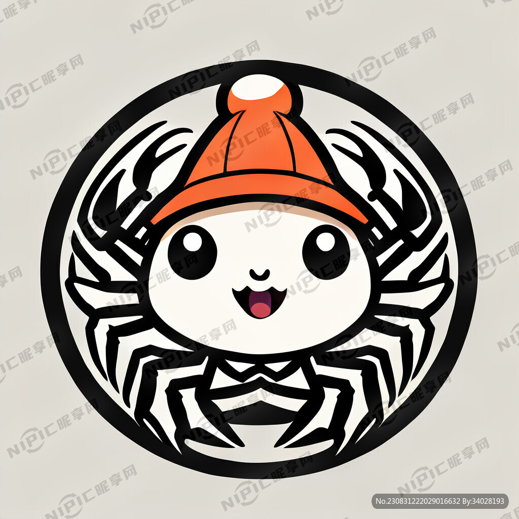 简单线条简约可爱的黑白戴帽子大