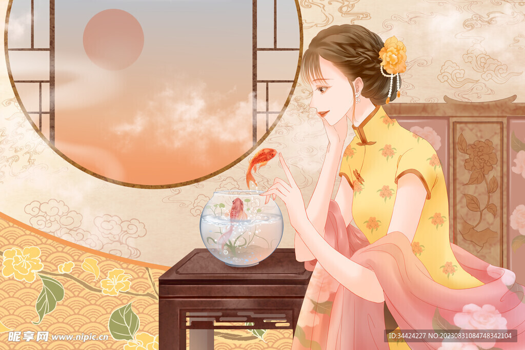 复古女性插画