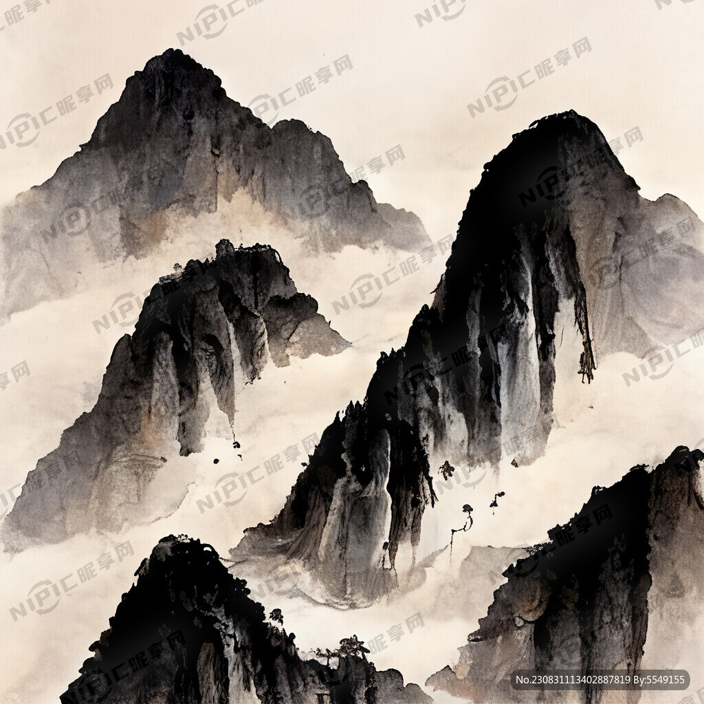 中国风 山水 水墨风格 写意