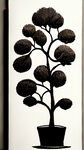 咖啡树，简笔画，黑白色，窄树