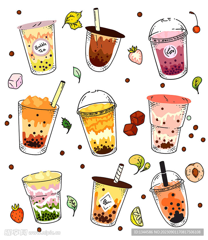 手绘奶茶