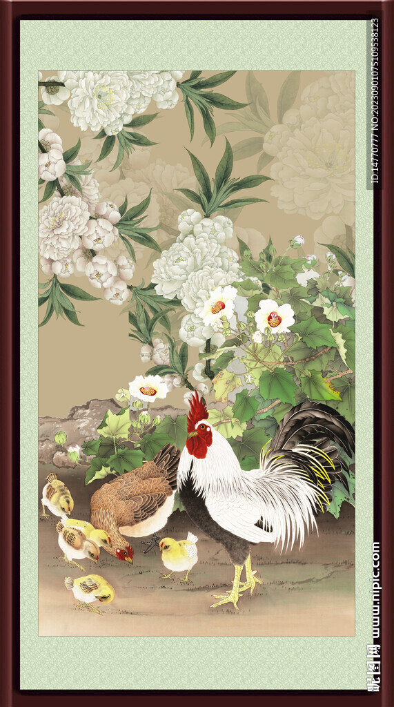 国画公鸡图 