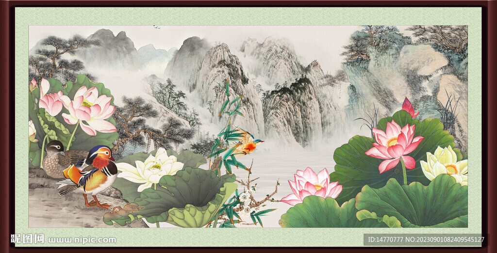 国画荷花 