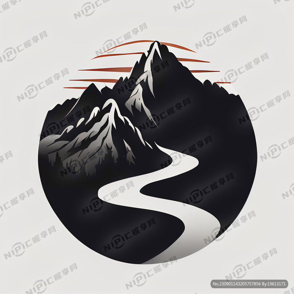 登山步道 标识 山 水 人物