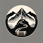 古道，登山步道，标识，山，登山者，矢量图，单色，不要有渐变色