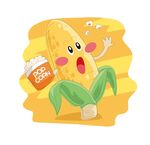 卡通黄色插画玉米爆米花