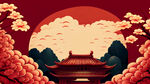 国潮风格的红色背景