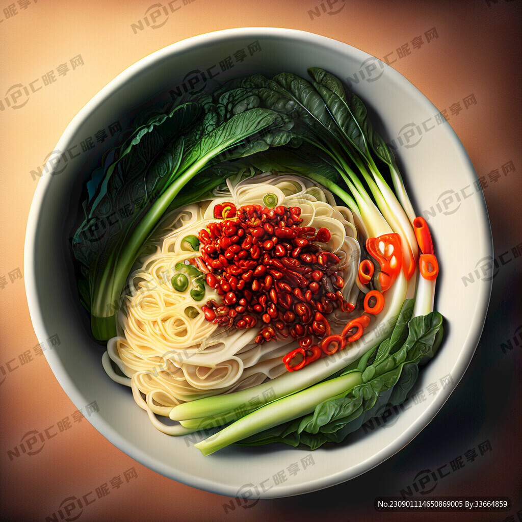 辣椒 重庆小面 青菜 葱 花椒