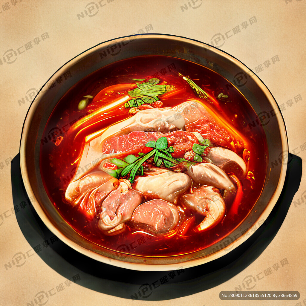 红油火锅 重庆火锅 有毛肚 肉