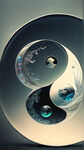 阴阳图梦幻透明感玻璃感