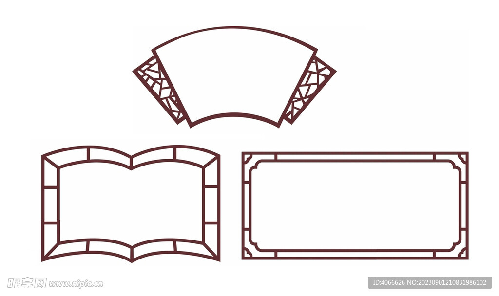中式书本扇形边框