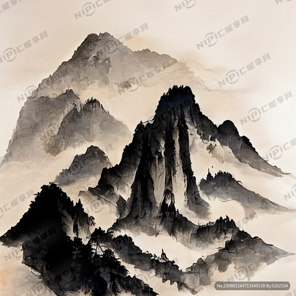中国风 中国画 山水 水墨风格