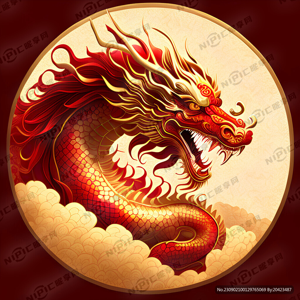 传统中国龙 卡通二次元 金元宝