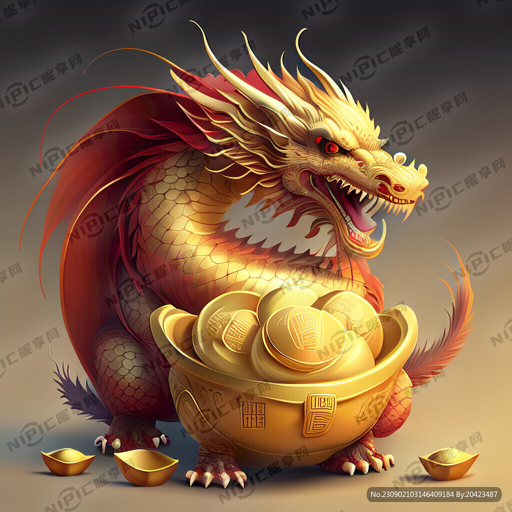 大吉 喜庆 可爱龙 金元宝