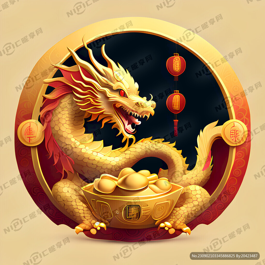 大吉 喜庆 可爱中国龙 金元宝