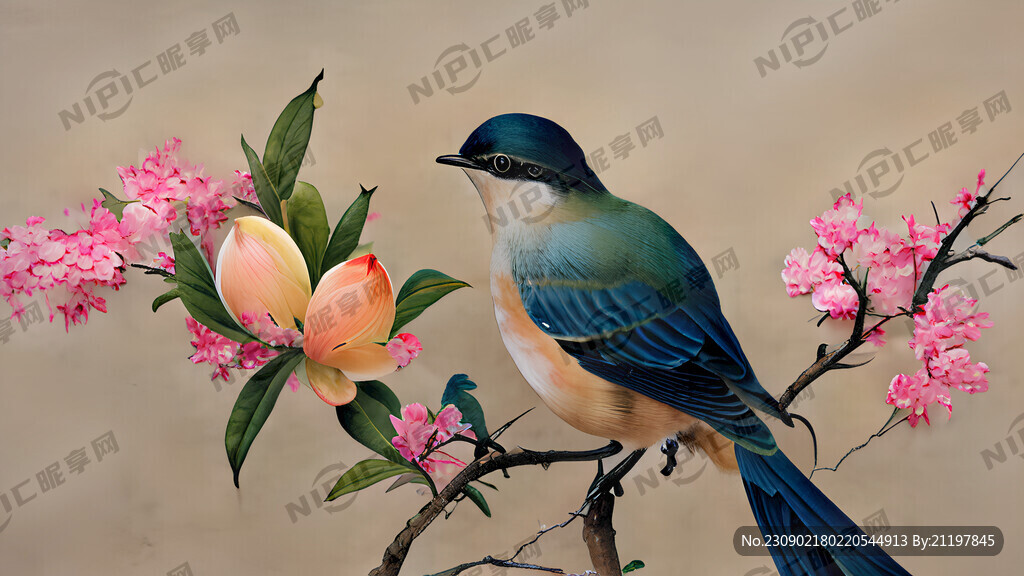 国画 中国画 花鸟画 桃花
