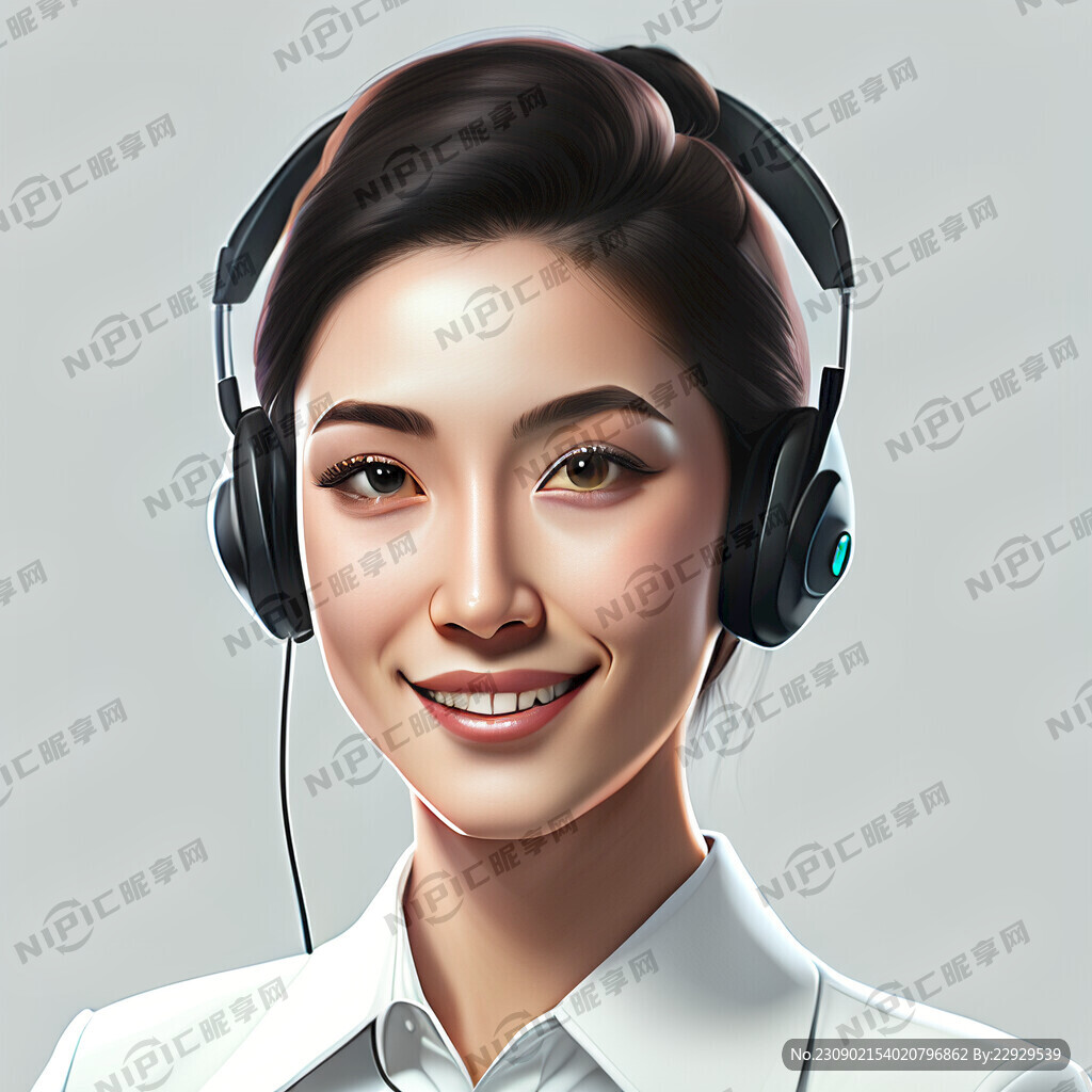 女客服耳麦办公室微笑白色职业装