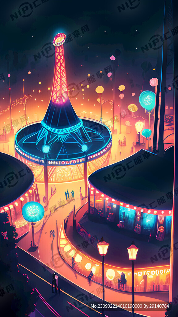 黑夜俯视发光璀璨乐园海报