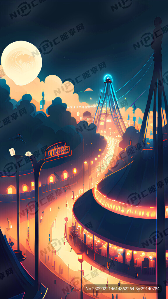 黑夜俯视无人发光璀璨乐园海报