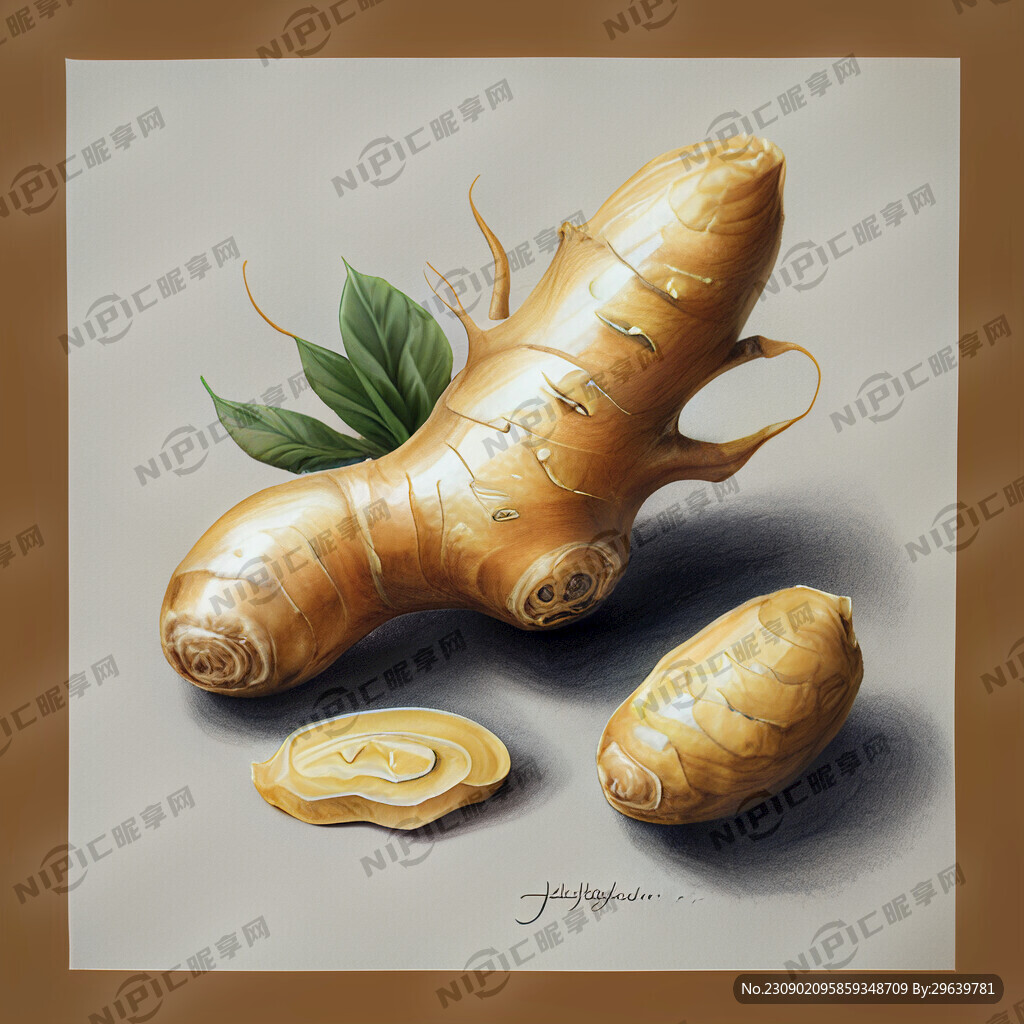 手绘写实的生姜