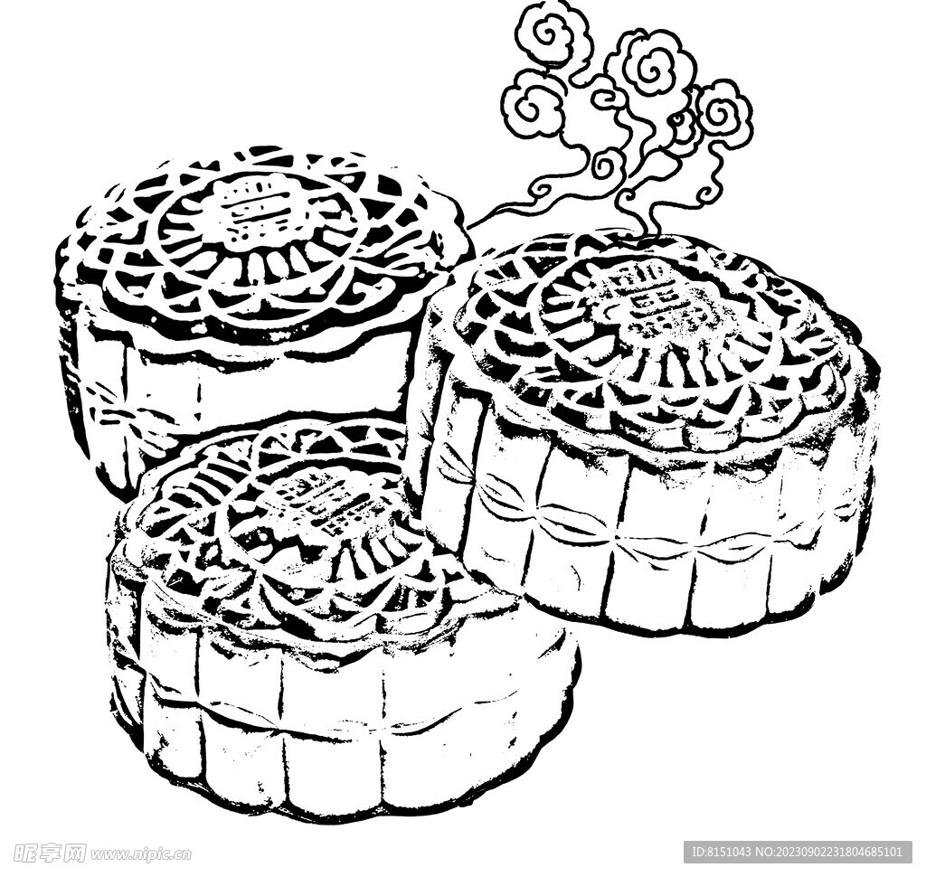 月饼白描
