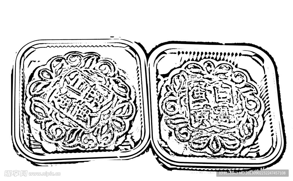 月饼白描