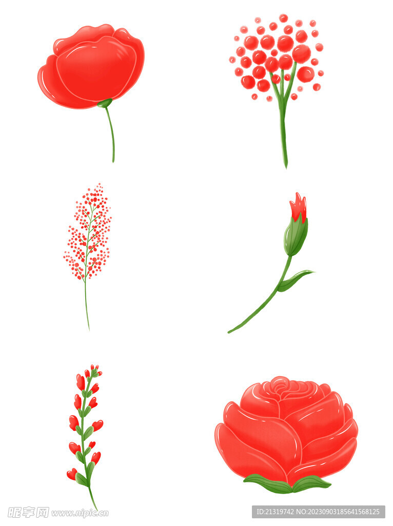 红色花卉素材