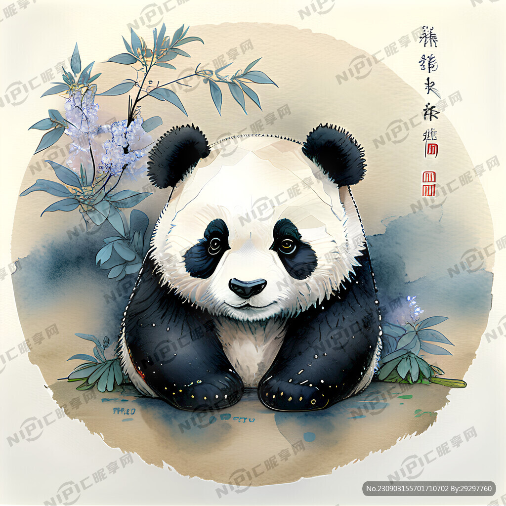 卡通熊猫 可爱 中国风