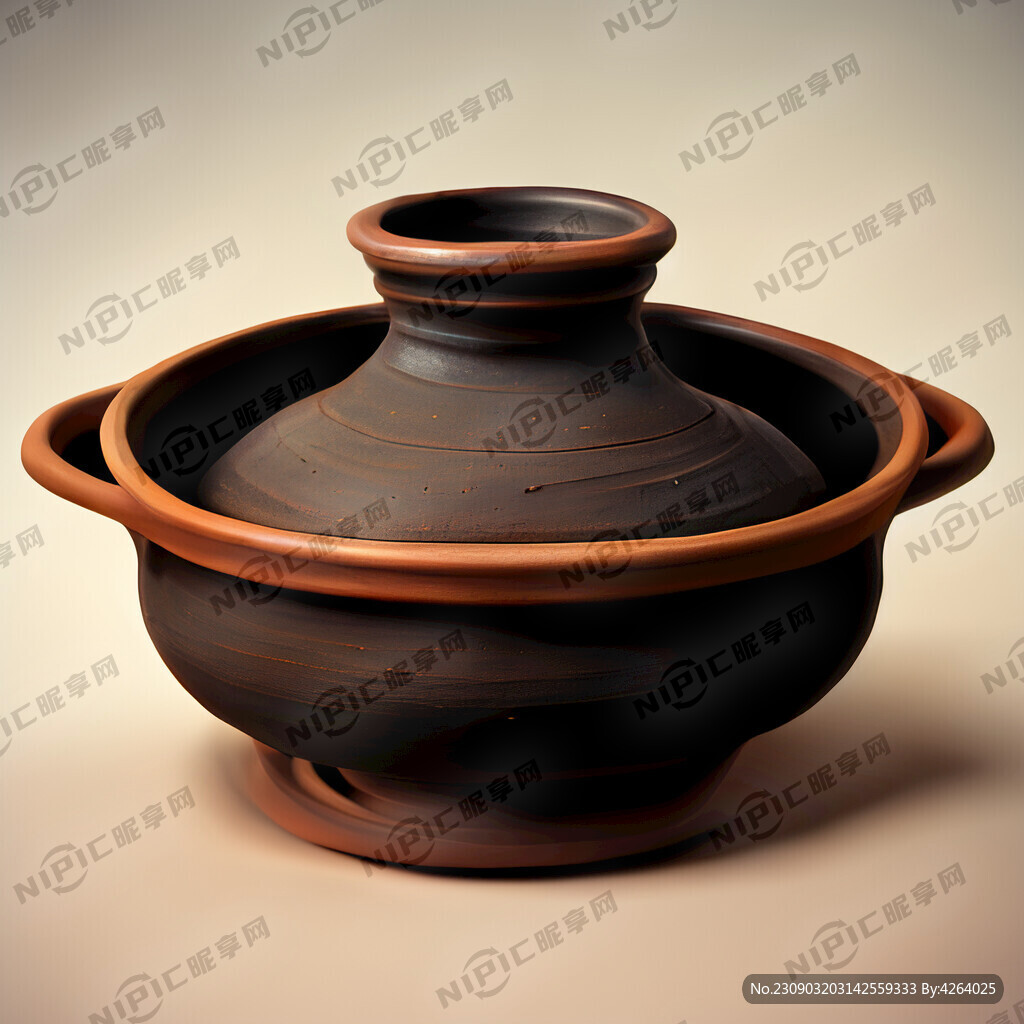 AI创作图土制砂锅 黑色 手工nipic.com-昵图网