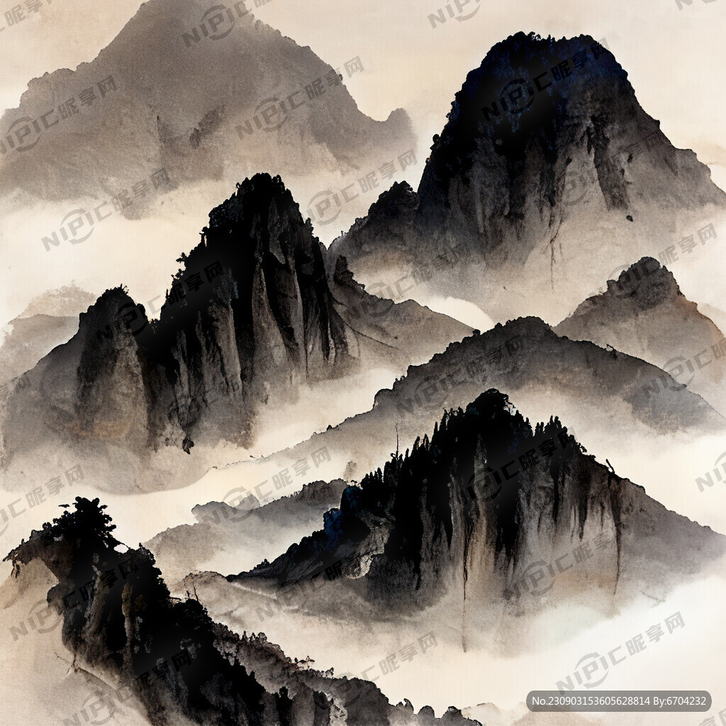 山谷 中国风 中国画 山水