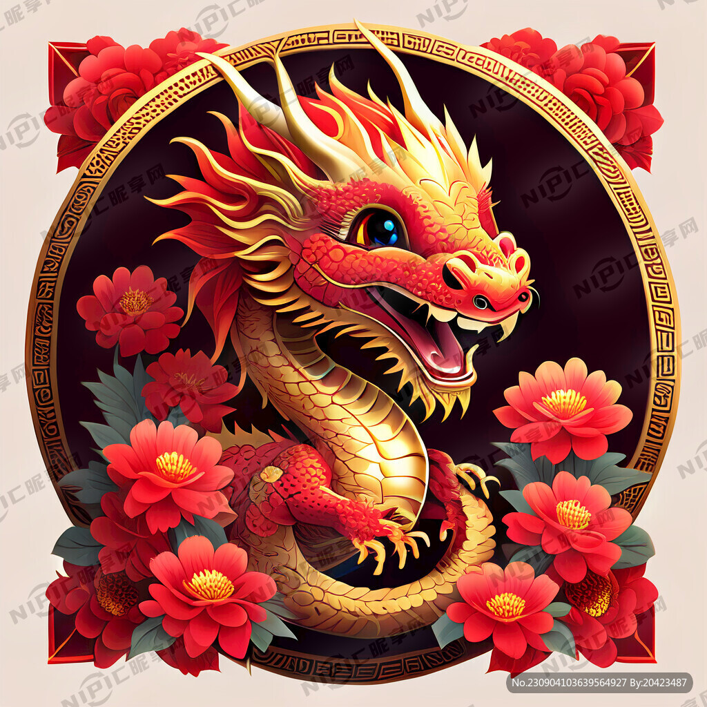 中国龙 龙环绕 可爱 可爱 笑