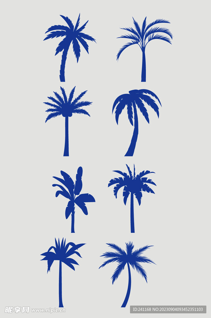 蓝色矢量椰子树