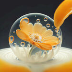 泡在牛奶里的橙子开了花，小清新，超高清，细节刻画