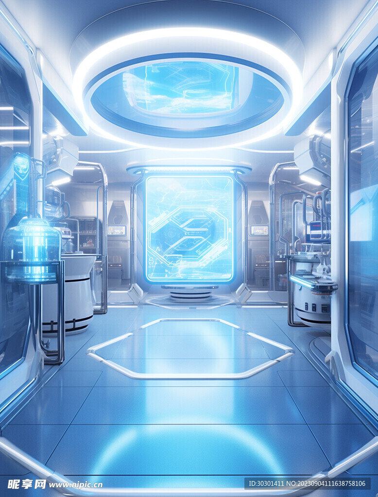 蓝色科技未来实验室城市背景图片