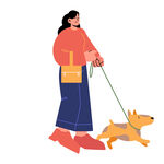 女性遛狗元素