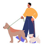 遛狗人物元素