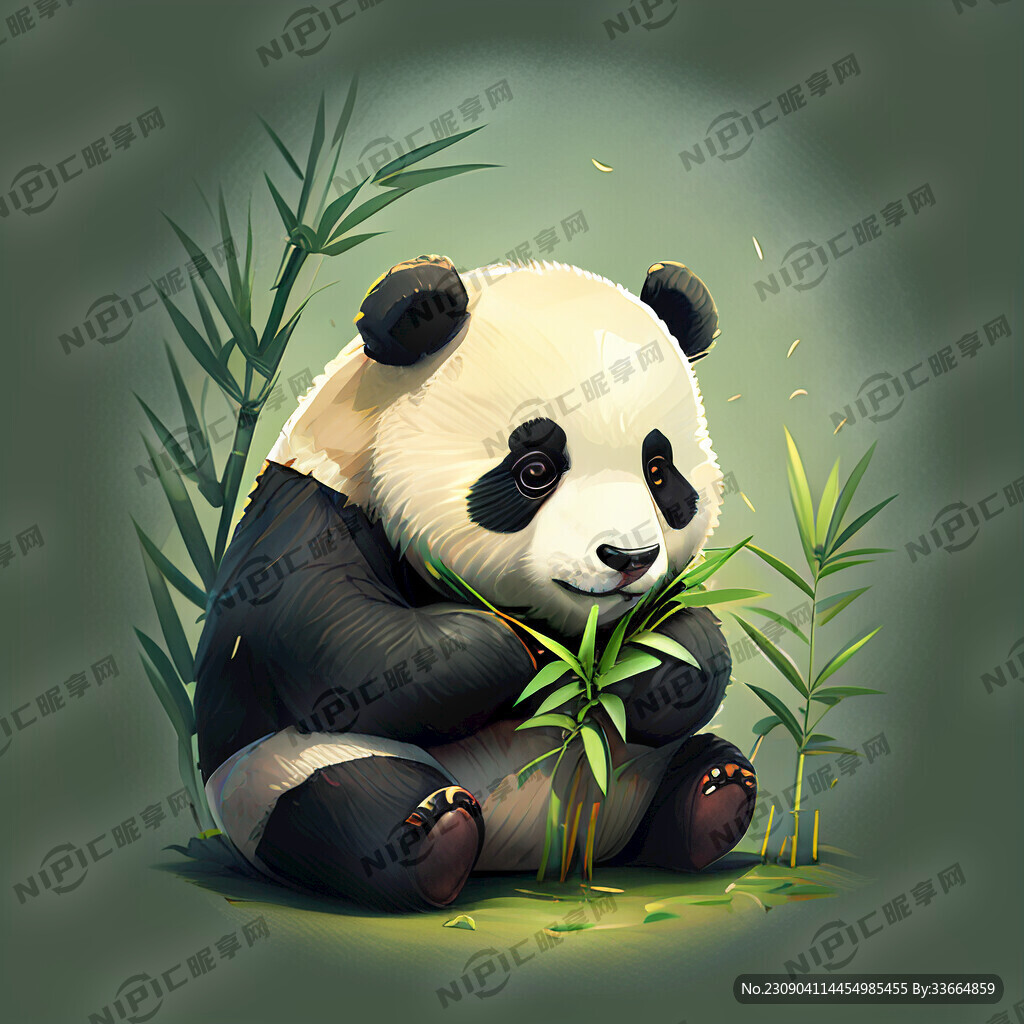 可爱熊猫在吃竹子