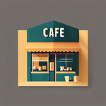 咖啡店标志简单大方正方形立体矢量舒适